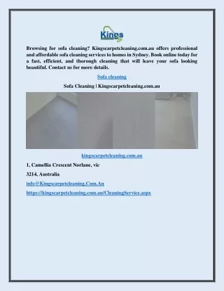 Sofa Cleaning | Kingscarpetcleaning.com.au