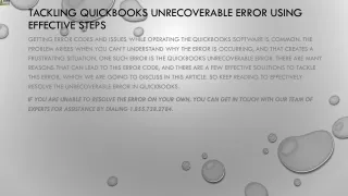 tackling quickbooks unrecoverable error using effective steps