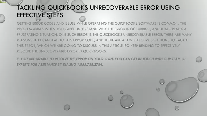 tackling quickbooks unrecoverable error using effective steps