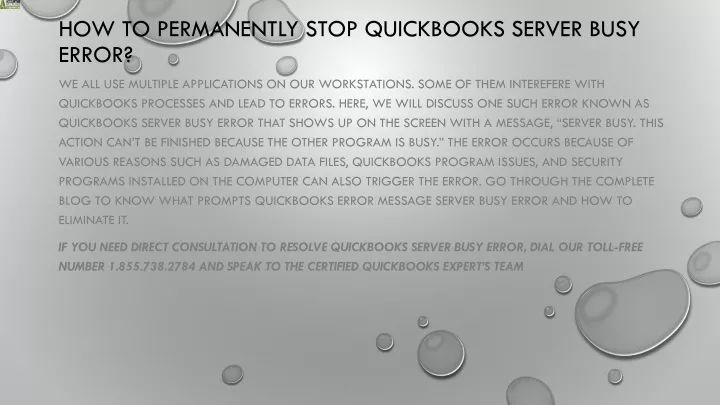 how to permanently stop quickbooks server busy error