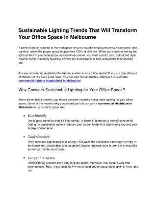 commercial lighting installations in Melbourne