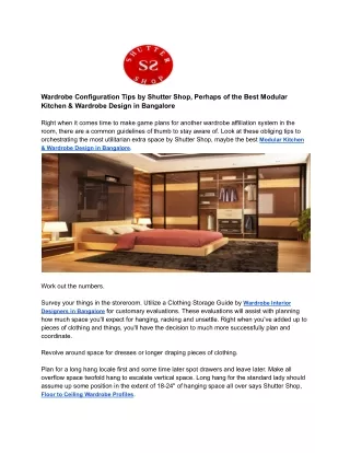 Wardrobe Configuration Tips by Shutter Shop, Perhaps of the Best Modular Kitchen & Wardrobe Design in Bangalore