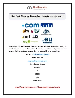 Perfect Money Domain | Hostmonsta.com