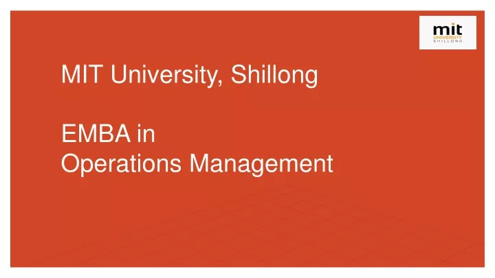 mit university shillong emba in operations management