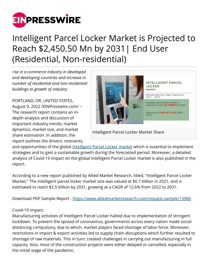 intelligent parcel locker market is projected