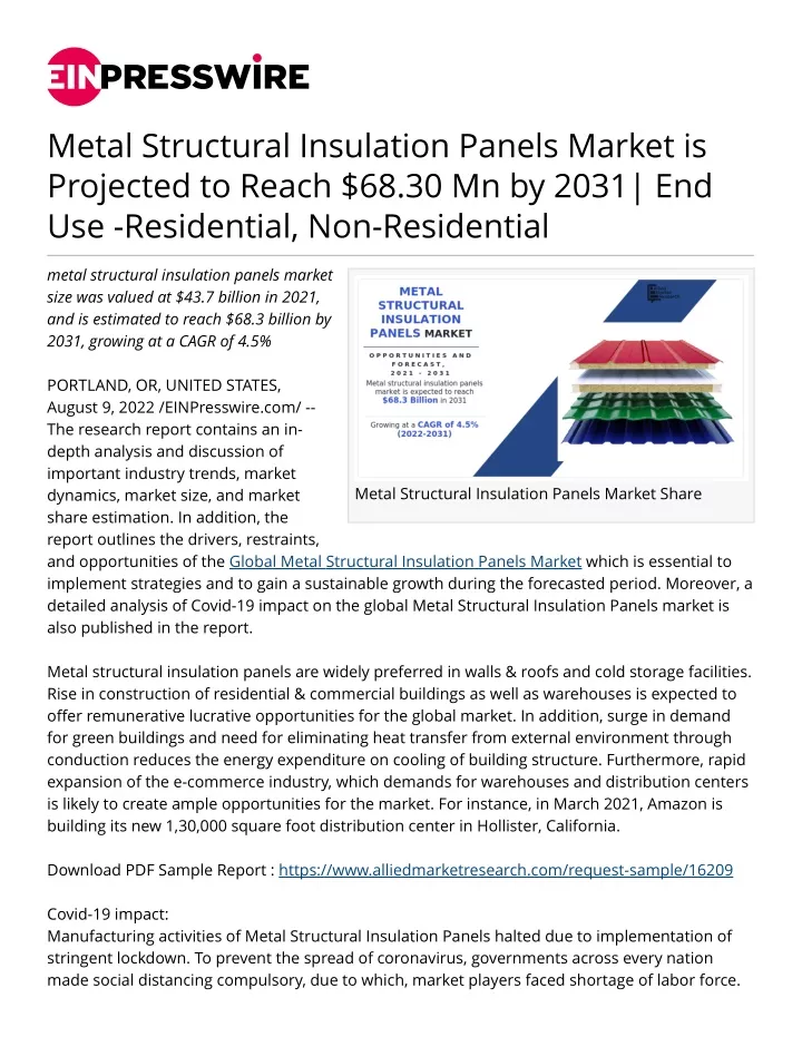 metal structural insulation panels market