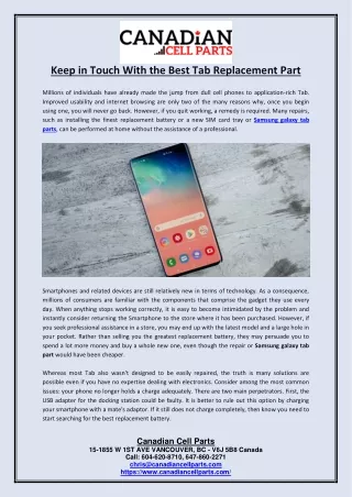 keep in touch with the best tab replacement part