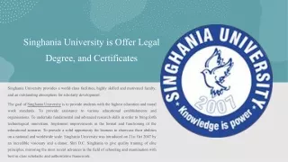 singhania university is offer legal degree and certificates