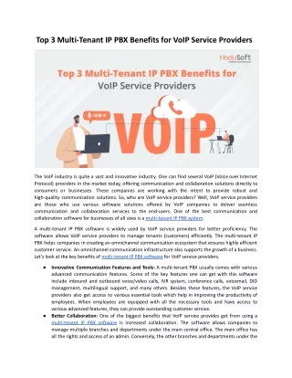 Top 3 Multi-Tenant IP PBX Benefits for VoIP Service Providers