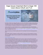 Fixed : Sage Issues Important  Alerts to Sage 100 Users about OAuth and TLS - slide 1