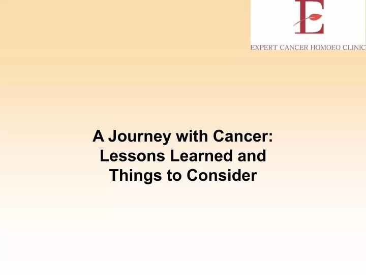 a journey with cancer lessons learned and things