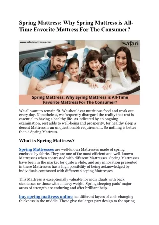 spring mattress why spring mattress is all time