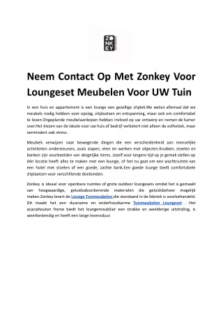 Neem Contact Op Met Zonkey Voor Loungeset Meubelen Voor UW Tuin