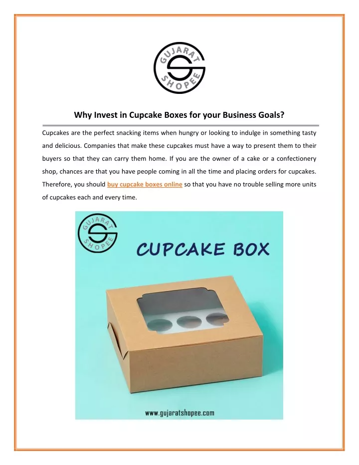 why invest in cupcake boxes for your business