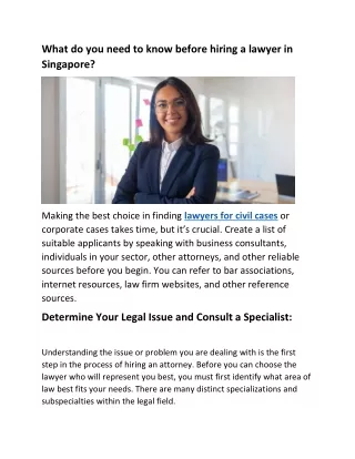 What do you need to know before hiring a lawyer in Singapore?