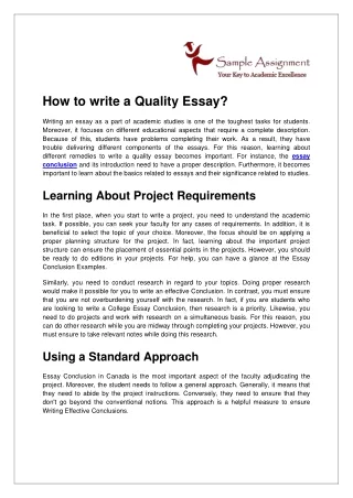how to write a quality essay