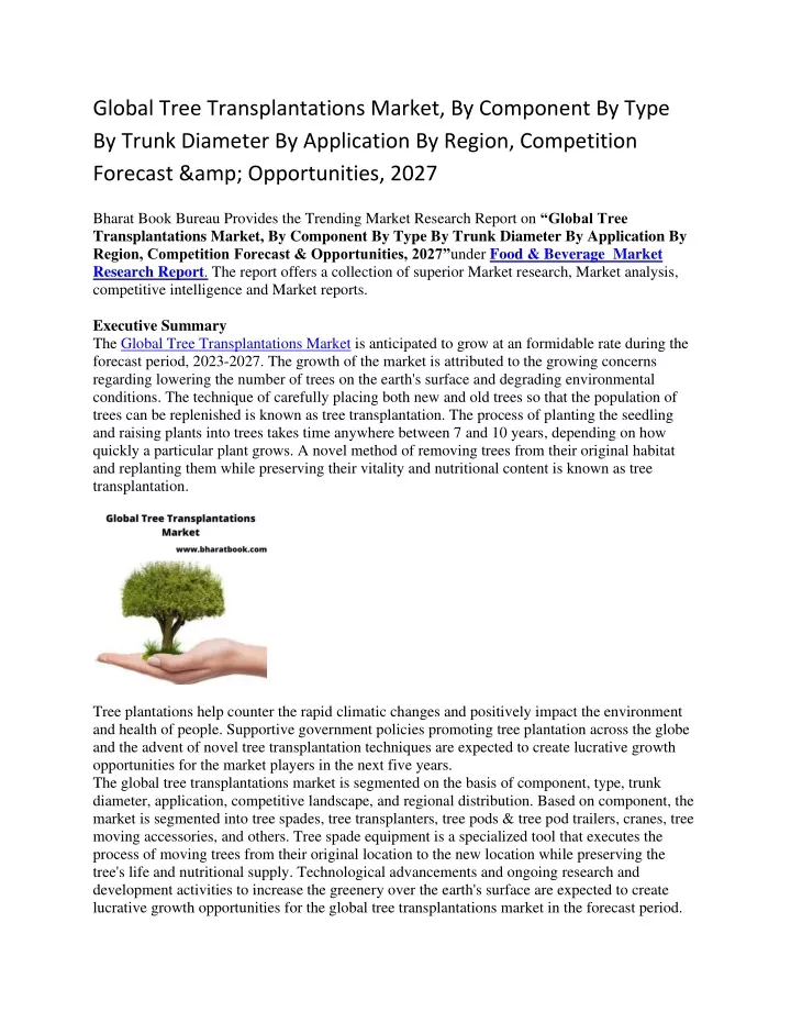 global tree transplantations market by component