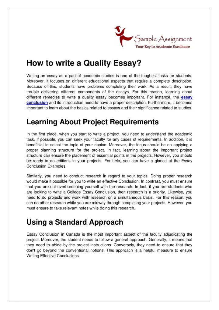 essay on importance of quality