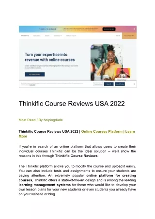 Thinkific Course Reviews USA 2022