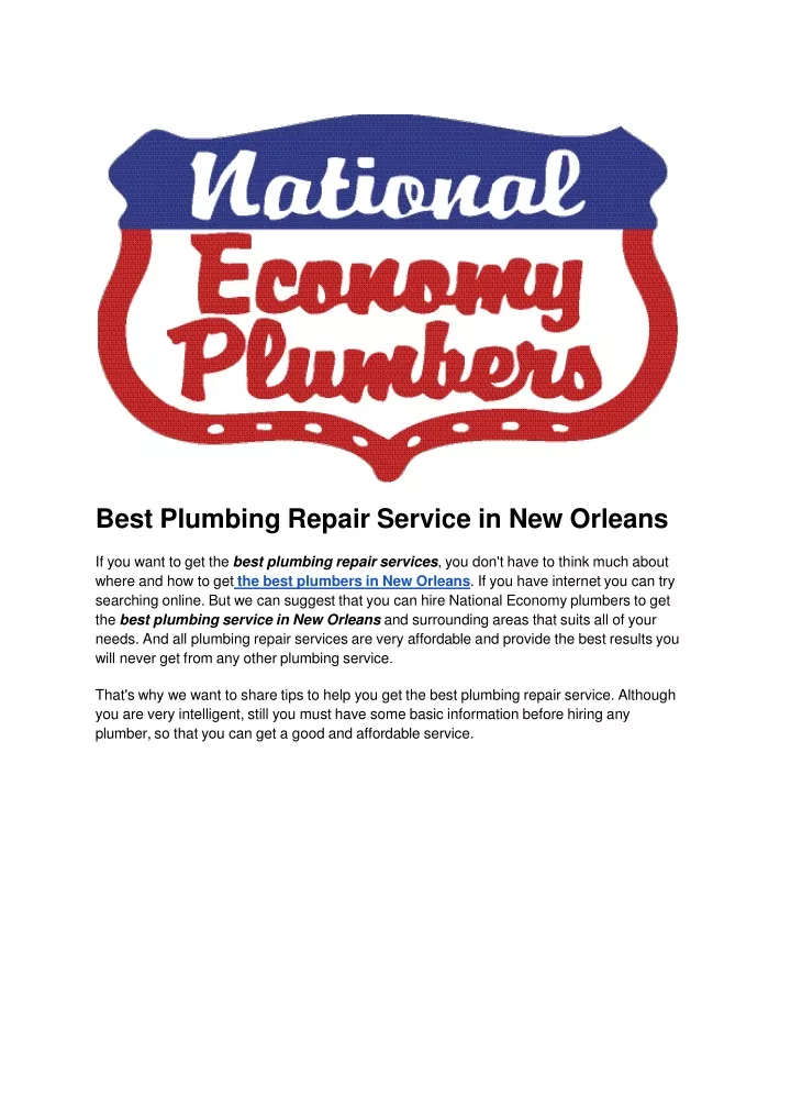 best plumbing repair service in new orleans