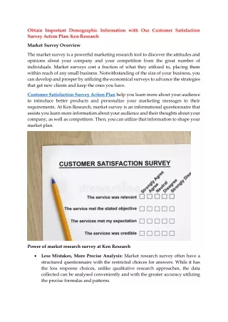 Customer Satisfaction Survey Action Plan – Ken Research