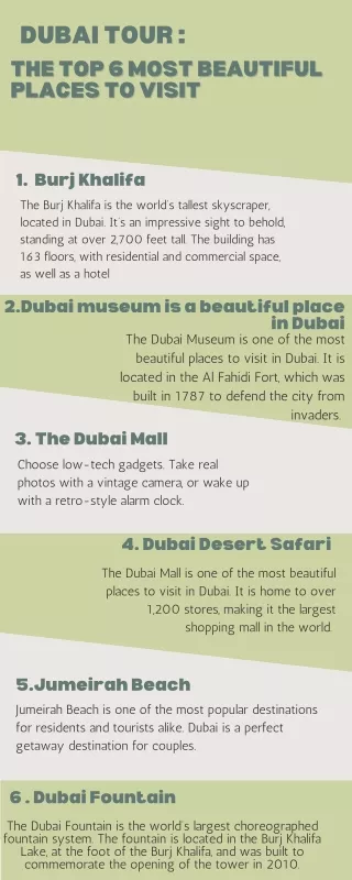 DUBAI TOUR THE TOP 6 MOST BEAUTIFUL PLACES TO VISIT