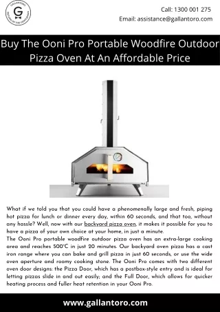 Buy The Ooni Pro Portable Woodfire Outdoor Pizza Oven At An Affordable Price