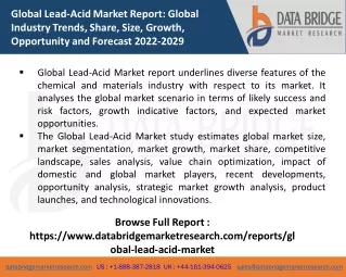 global lead acid market report global industry