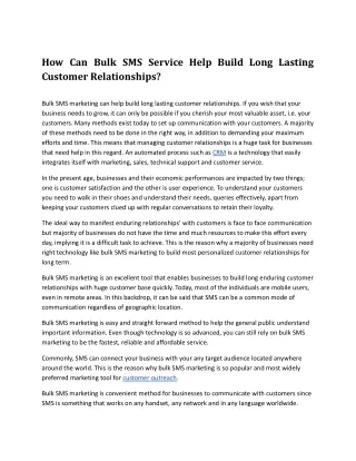 how can bulk sms service help build long lasting