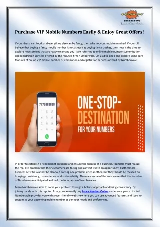 purchase vip mobile numbers easily enjoy great