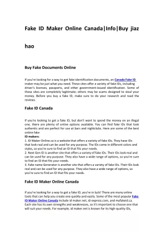 Fake ID Maker Online Canada