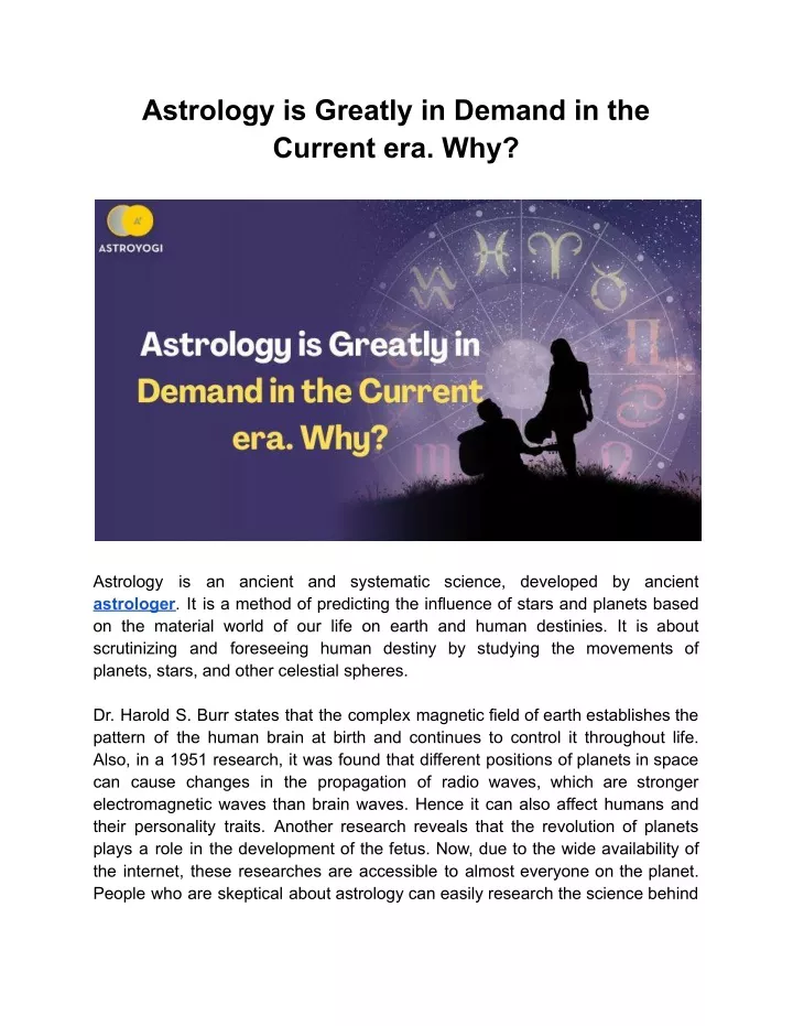 astrology is greatly in demand in the current