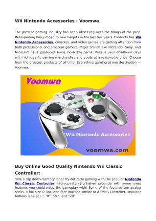 Shop Wii Nintendo Accessories from Top-Rated Retro Gaming Store - Voomwa