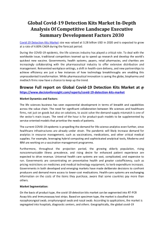 global covid 19 detection kits market in depth