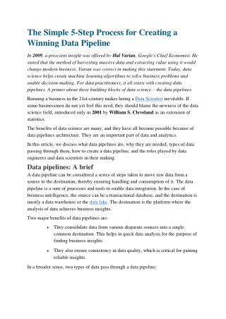 The Simple 5-Step Process for Creating a Winning Data Pipeline
