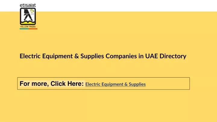 electric equipment supplies companies in uae directory