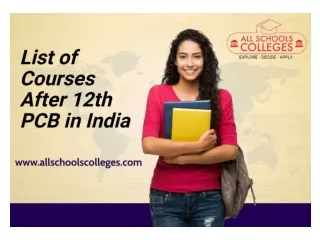 List of Courses After 12th PCB in India