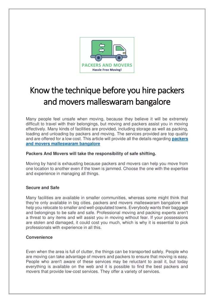 know the technique before you hire packers know