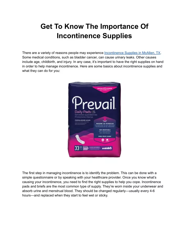 get to know the importance of incontinence