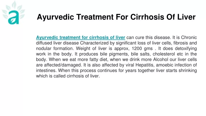 PPT - Effective Ayurvedic Treatment For Cirrhosis Of Liver PowerPoint ...