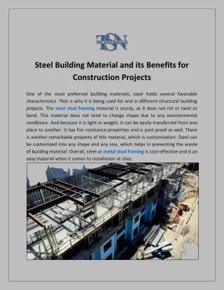 Steel Building Material and its Benefits for Construction Projects