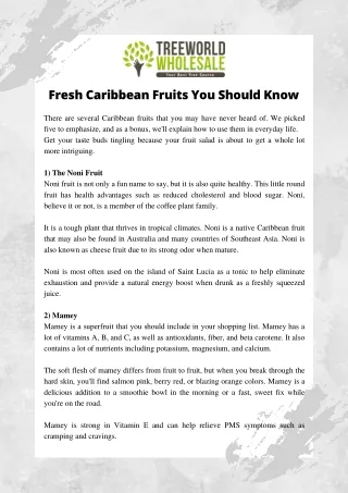 Read About Fresh Caribbean Fruits
