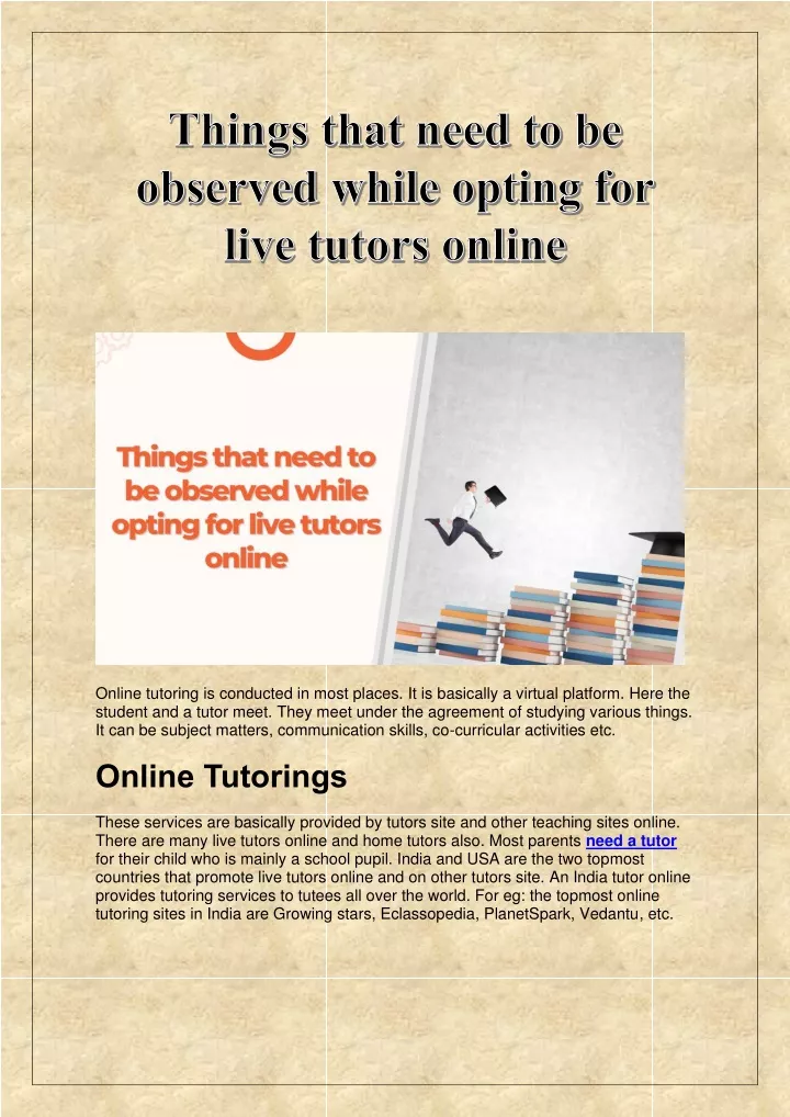 online tutoring is conducted in most places