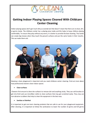 Getting Indoor Playing Spaces Cleaned With Childcare Center Cleaning
