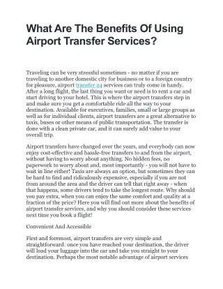 what are the benefits of using airport transfer