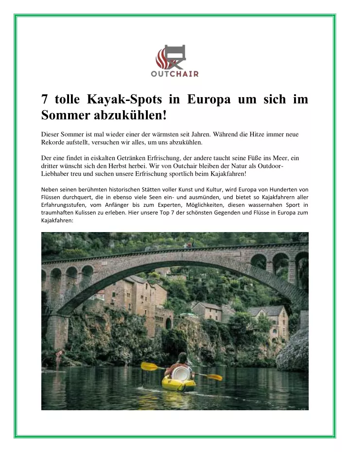 7 tolle kayak spots in europa um sich im sommer