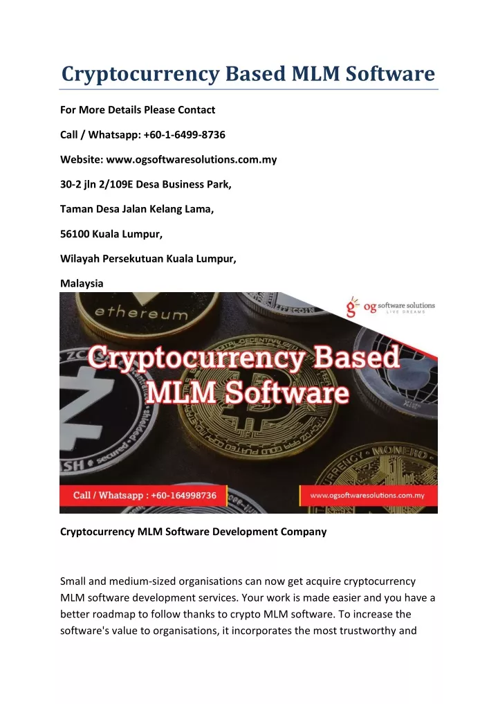 cryptocurrency based mlm software