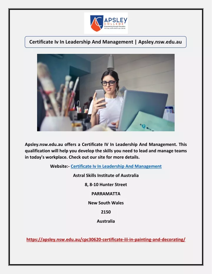 certificate iv in leadership and management