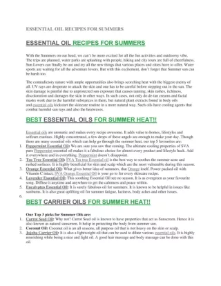 Protect yourself in summer by Using Essential Oils