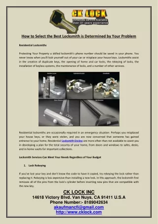 how to select the best locksmith is determined